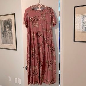 Short sleeve sun dress maxi length with pockets XL